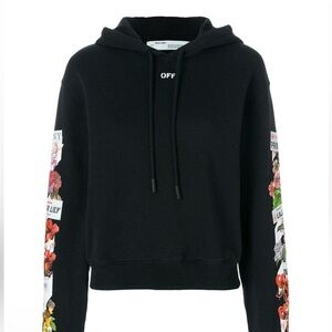 Authentic. Off white. Diagonal flowershop crop hoodie. Sz S